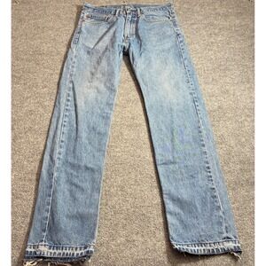 Vintage Levi's 505 Regular Fit Jeans Mens 34x34 Blue Raw Hem Distressed